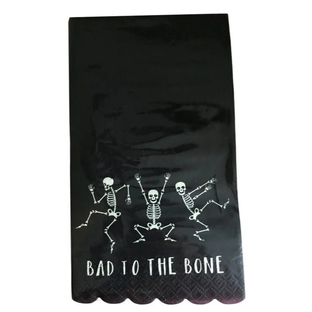 Halloween Paper Dinner Napkins Buffet Towels Skeletons 32 CT Black Decoupage
